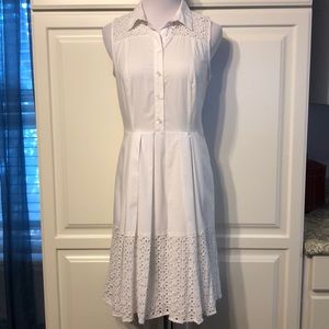 Ann Taylor Sleeveless Eyelet Shirt Dress
